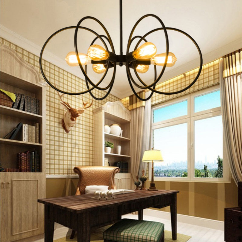 Zamidet Industrial LED Chandelier Black Metal Living Room/Bedroom