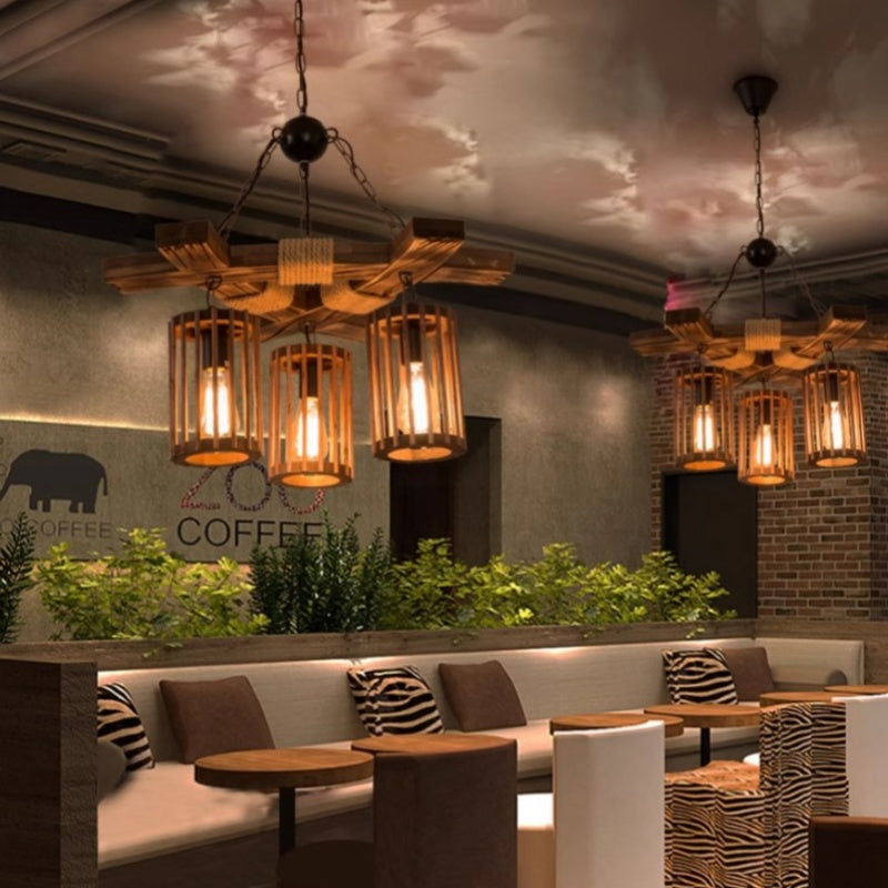 Puvanil Retro LED Chandelier Wood Restaurant/Living Room/Bar