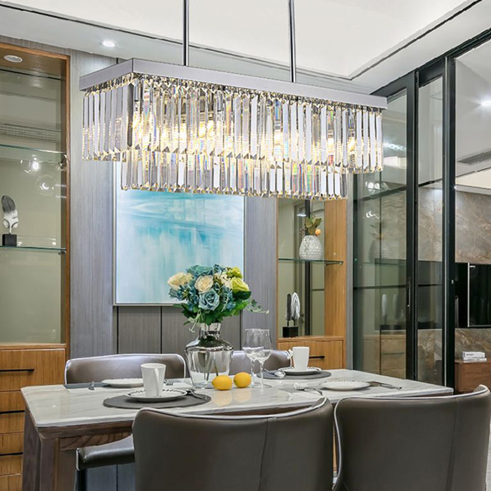Wabesat Modern Art Deco LED Pendant Light, Crystal/Metal