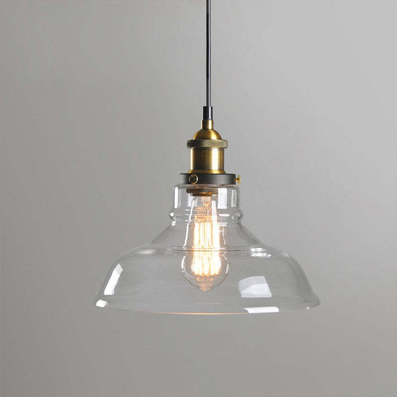 Teni Industrial Glass Pendant Light Clear/Amber/Smoke Grey-Neutral Decor