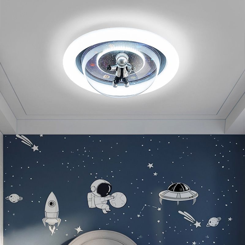 Gapubed Cosmic Astronaut & Galaxy Motif Flush Mount Ceiling Light