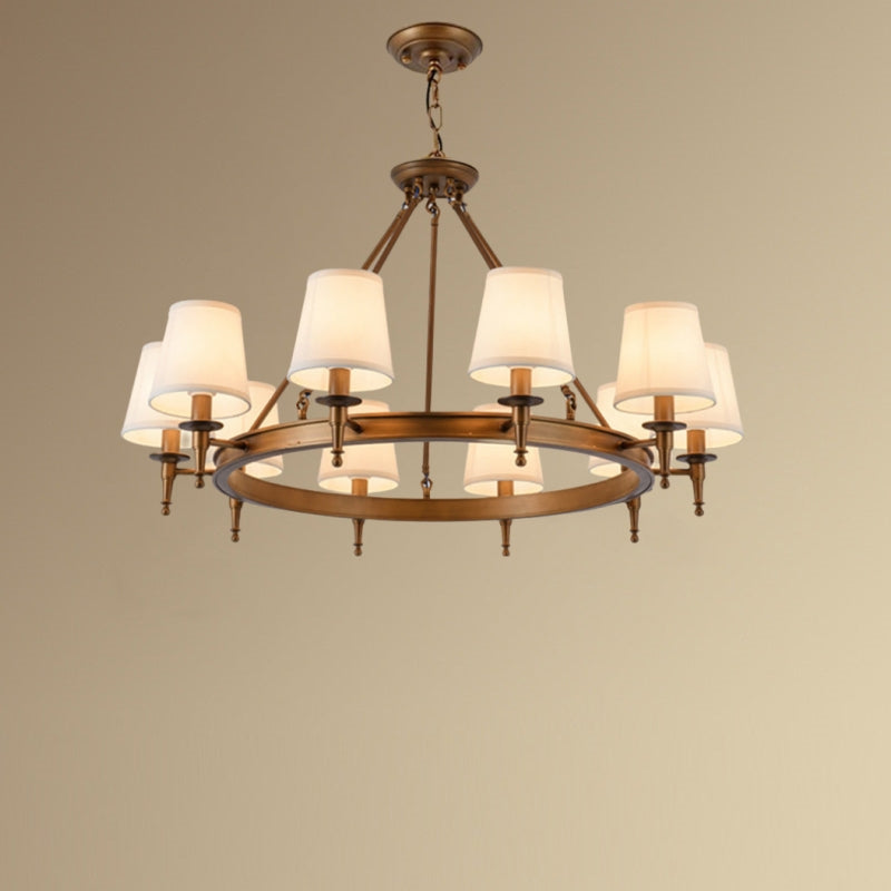 Nelevum vintage Ring Metal/Fabric Chandelier, Black/Copper