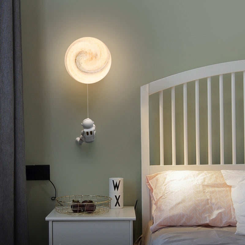 Dupivad Modern Moon LED Indoor Wall Lamp White Resin Kid's Room