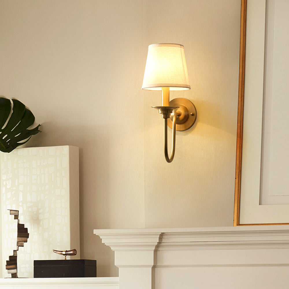 Busenet Vintage Rustic Lantern Fabric LED Wall Lamp, Gold