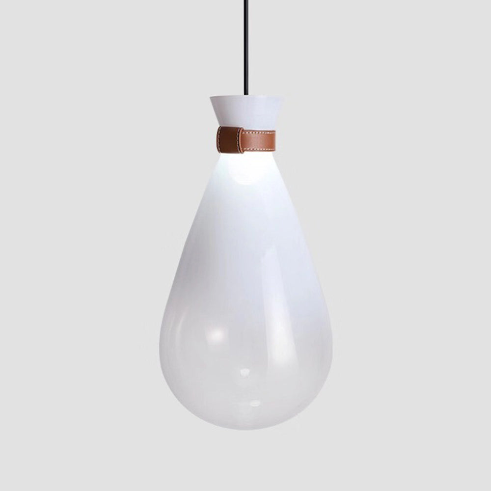 Jaroduk Minimalist Teardrop Shaped Glass Pendant Light, Smoke Gray/White