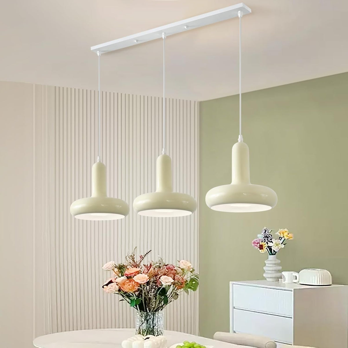 Mikomon Modern Minimalist Cream Style Pendant Light White Bedroom