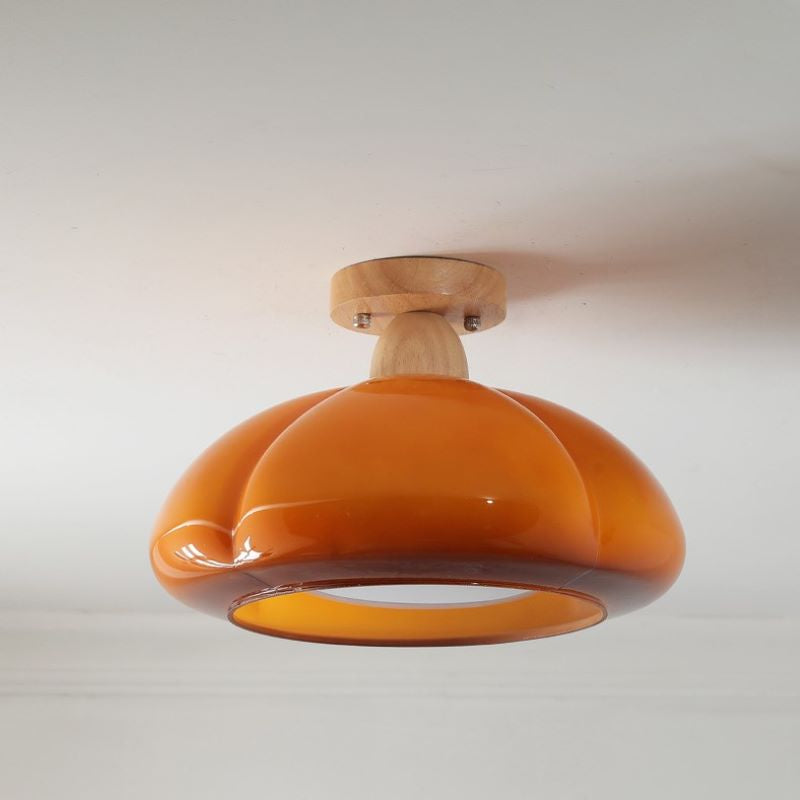 Bivikun Modern LED Flush Mount Ceiling Light Glass Wood Living Room
