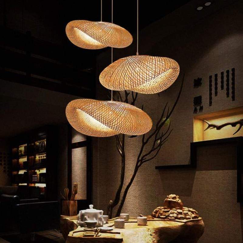 Veltrix Pendant Light Natural Kitchen Island Bamboo-Neutral Decor