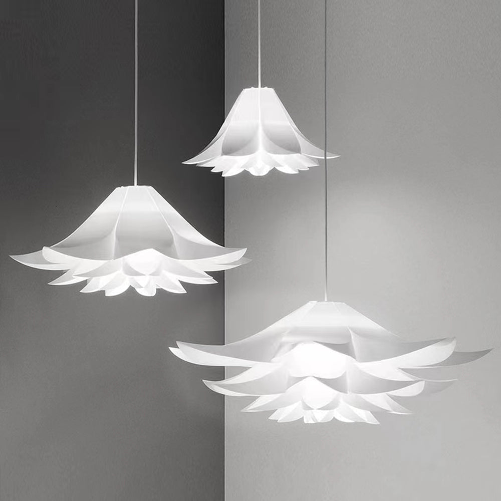 Pepuded Nordic Minimalist Lotus Pendant Light, Metal/PVC, White
