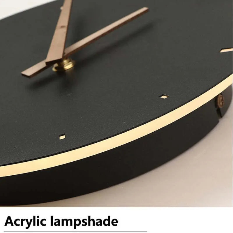 Norva Modern Clock Round Wall Lamp, Gold/Black-Neutral Decor
