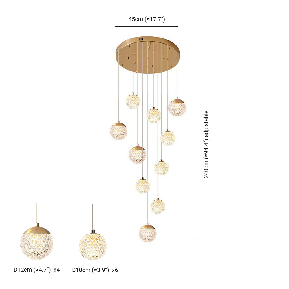 Cikakot Multi Staircase Modern Art Deco Pendant Light, Gold