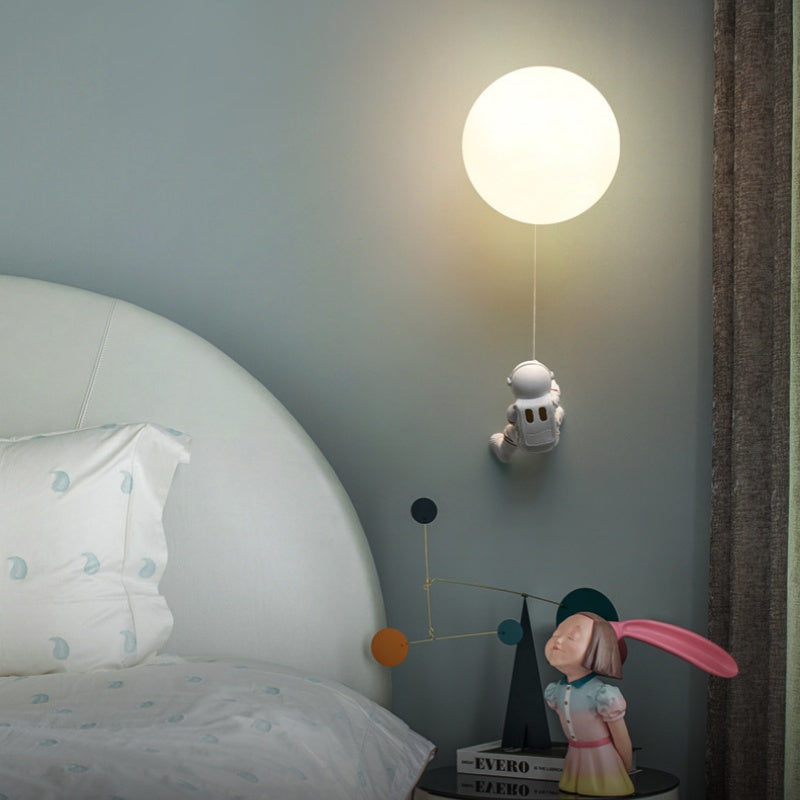 Dupivad Modern Moon LED Indoor Wall Lamp White Resin Kid's Room