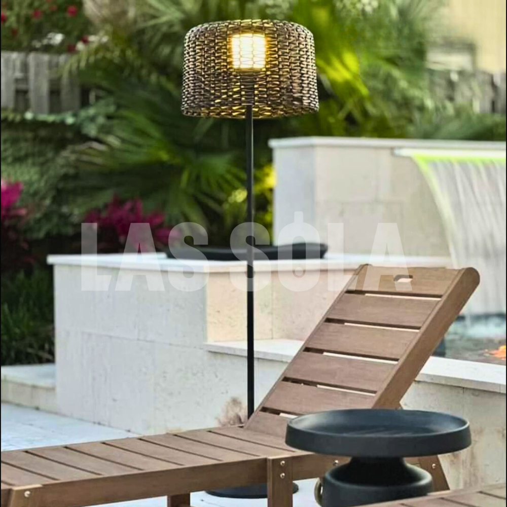 Govomed Waterproof Outdoor Floor Lamp, Rattan，Balcony/Terrace