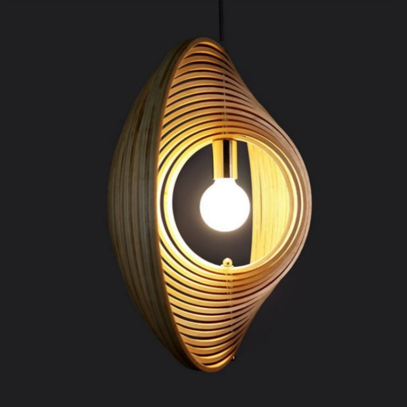 Rovukak Japanese LED Pendant Light Black/Gold Wood Bedroom/Bar