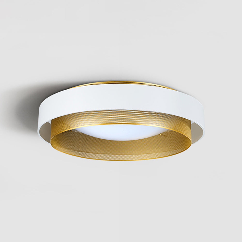 Fusoros Modern Ring Metal/ Flush Mount Ceiling Light, White/Black