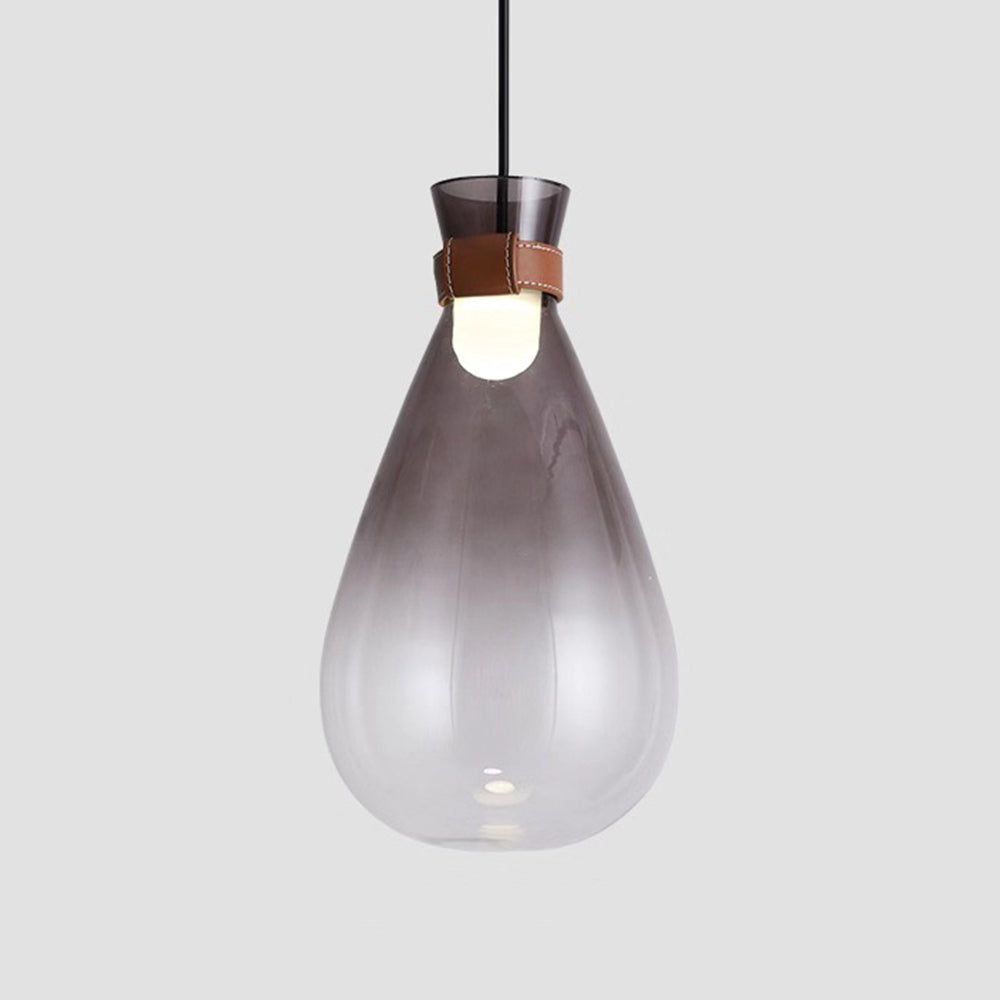 Jaroduk Minimalist Teardrop Shaped Glass Pendant Light, Smoke Gray/White