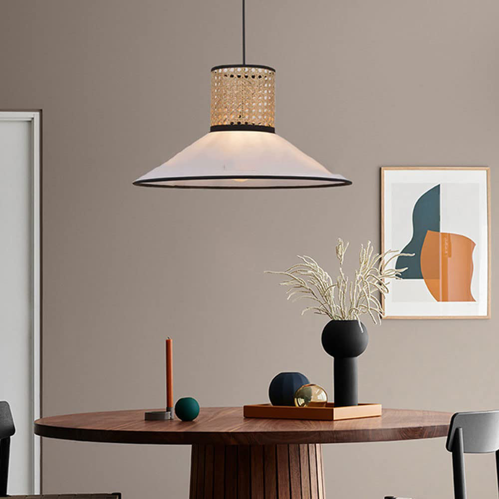 Cuninul Modern Rattan/FabricPendant Light, White