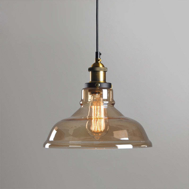 Teni Industrial Glass Pendant Light Clear/Amber/Smoke Grey-Neutral Decor
