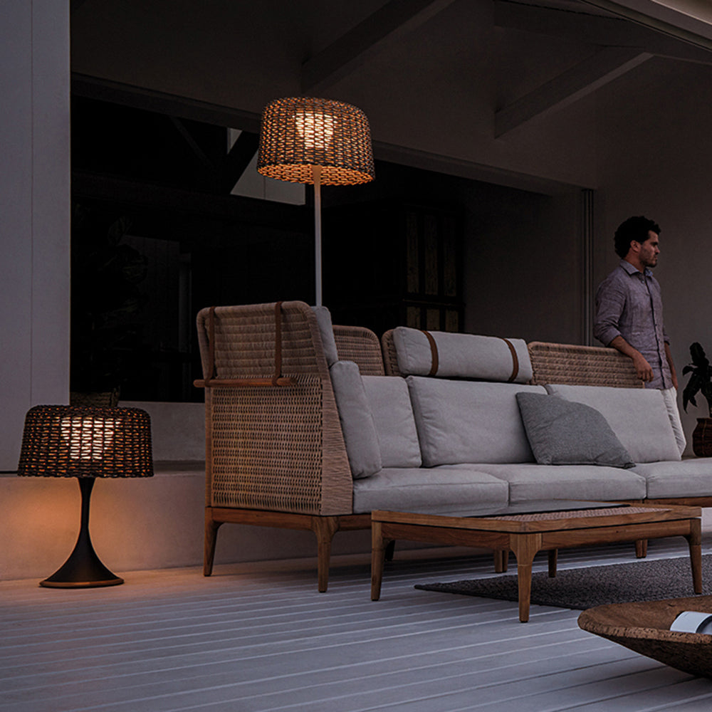 Govomed Waterproof Outdoor Floor Lamp, Rattan，Balcony/Terrace