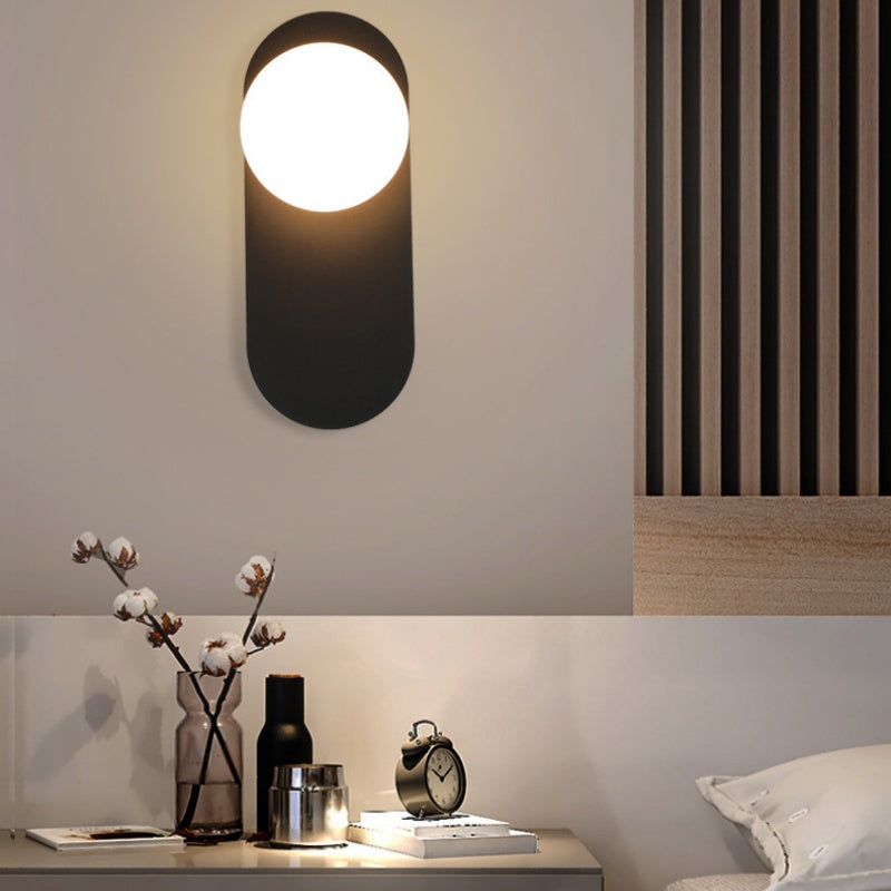 Gobulok Modern LED Wall Lamp Black/Gold Glass Bedroom/Living Room