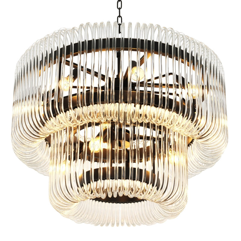 Gasatim Modern Luxury LED Chandelier Ceiling Light Black/Gold Glass Living Room