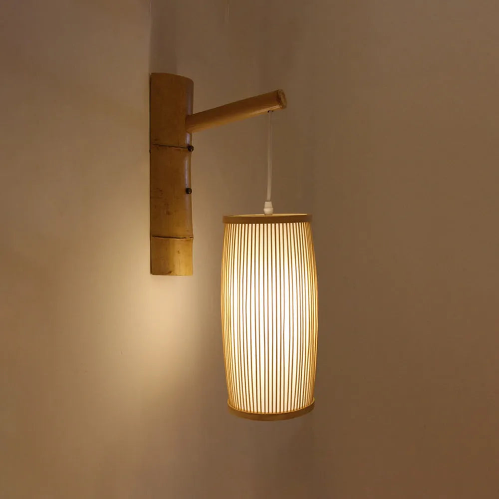 Kekipam Wall Lamp Rustic, Kekipam Rattan Weaving LED, Hallway Wall Sconce