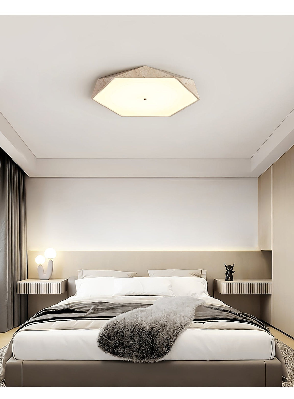 Hexagonal Travertine Ceiling Light