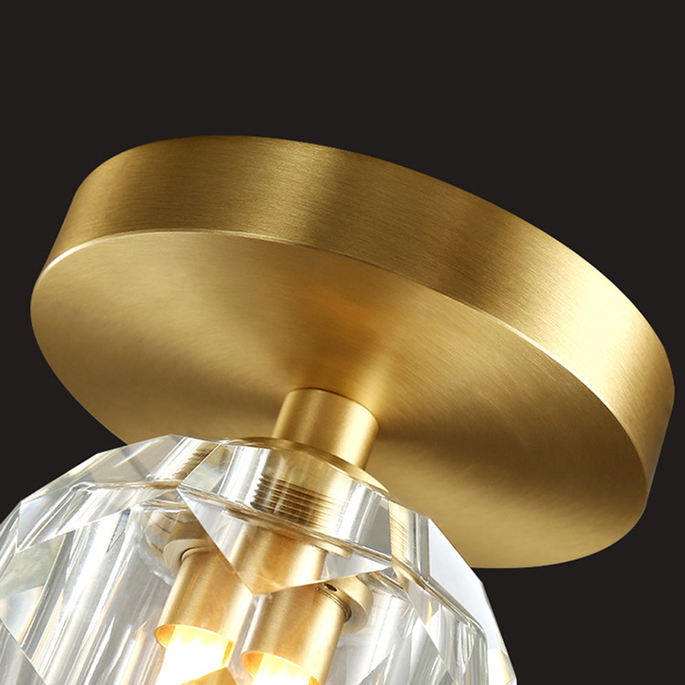 Lebomen Luxury Diamond Metal/ Flush Mount Ceiling Light, Gold