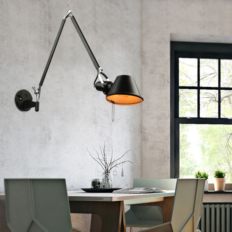 Zirobom Modern Simple Adjustable Wall Lamp, Black/Chrome, Bedroom