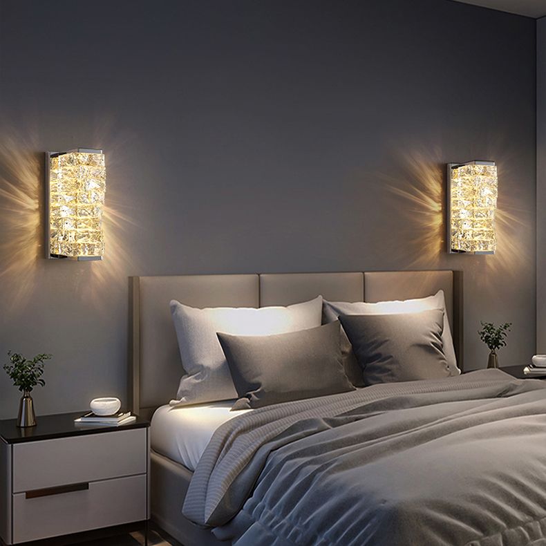 Babegot Modern Rectangular Vanity Metal Crystal LED Wall Lamp