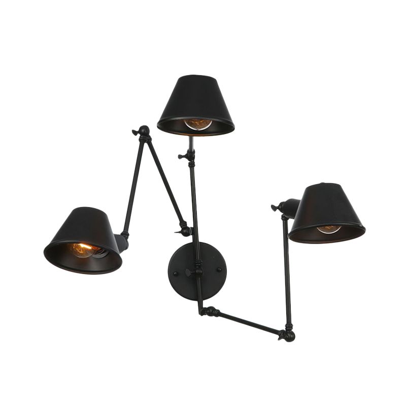 Vepemak Vintage Adjustable Metal Wall Lamp, Black/Rust, Bedroom