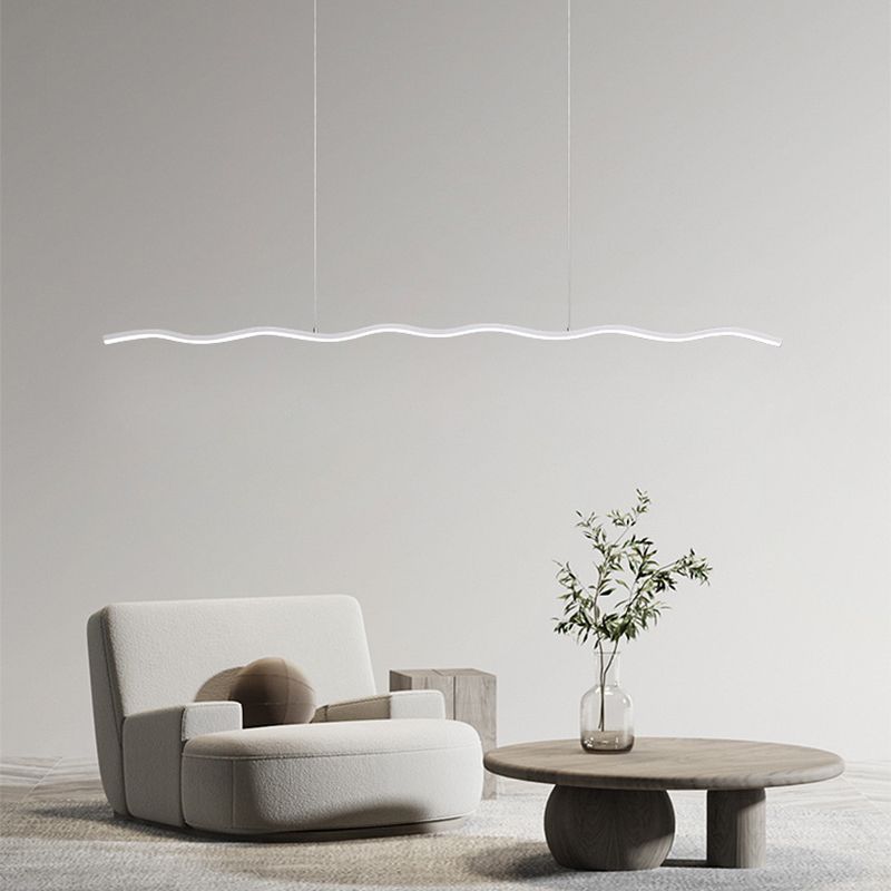 Tusudod Wave Linear Pendant Light, Black/White