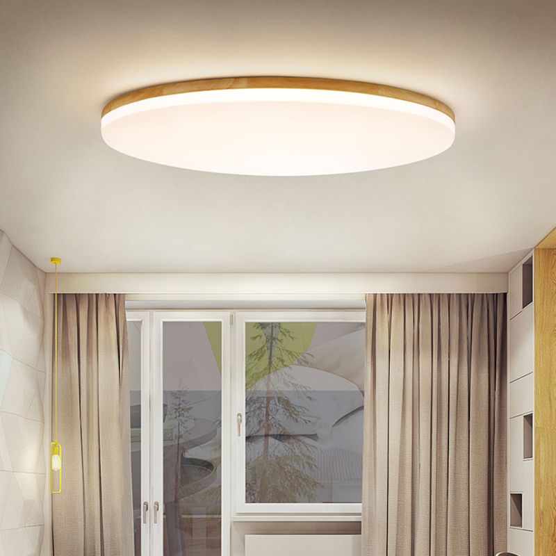 Norev Ceiling Light Slim Round Wood Frame-Neutral Decor