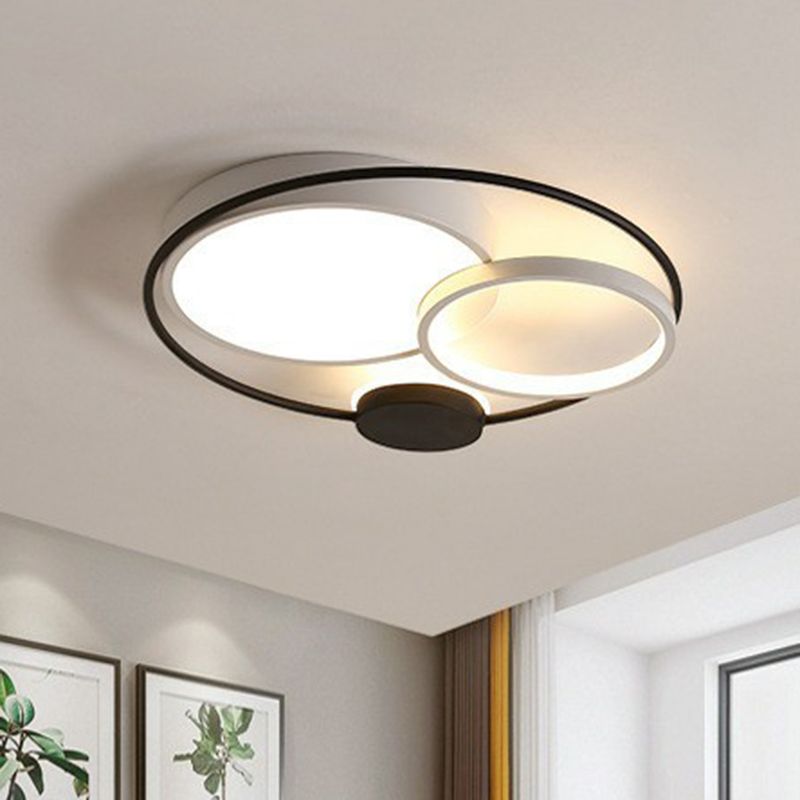 Takavin Modern Circular LED Flush Mount Ceiling Light, Black & White