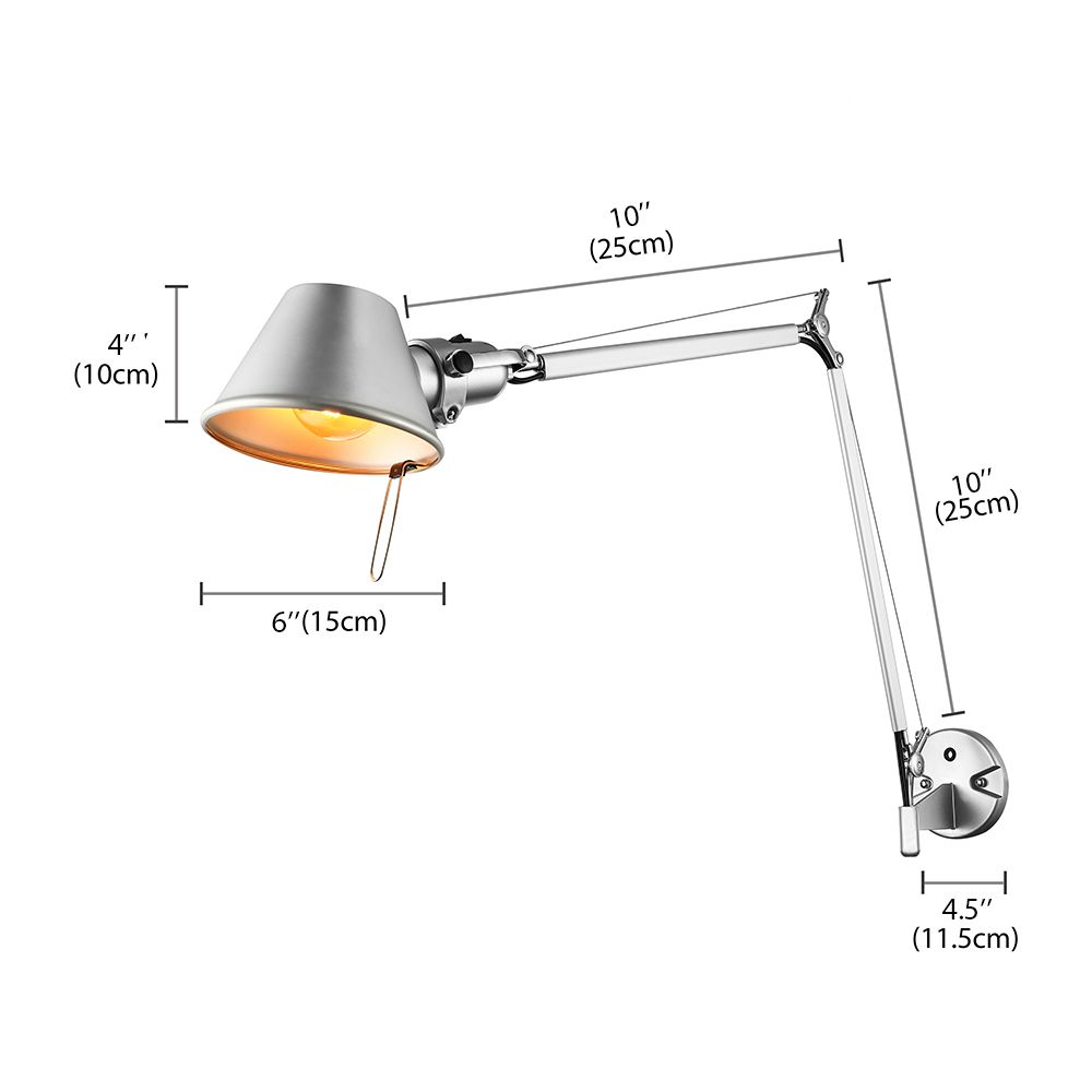 Zirobom Modern Simple Adjustable Wall Lamp, Black/Chrome, Bedroom