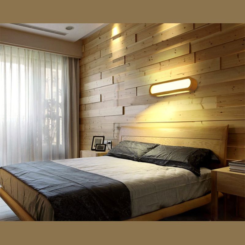Hukulak Rectangular Wooden Energy Saving Oblong Wall Lamp