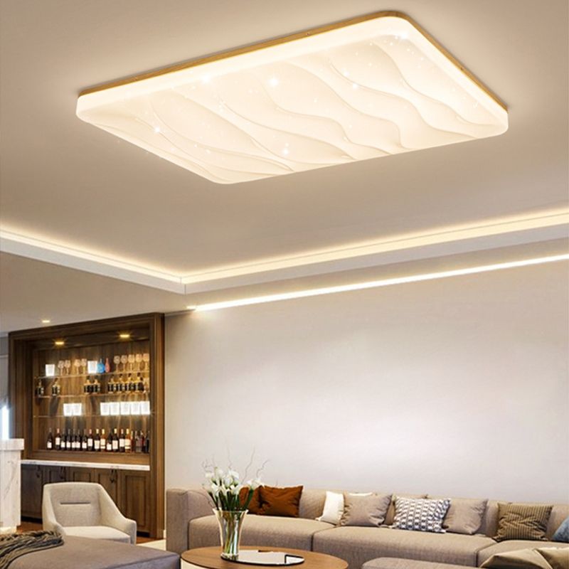 Jubenuk LED Geometric Flush Mount Ceiling Light, White