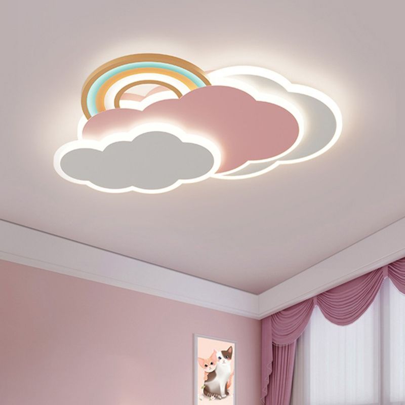 Resemid Modern Cloud/Rainbow Flush Mount Ceiling Light Pink/White