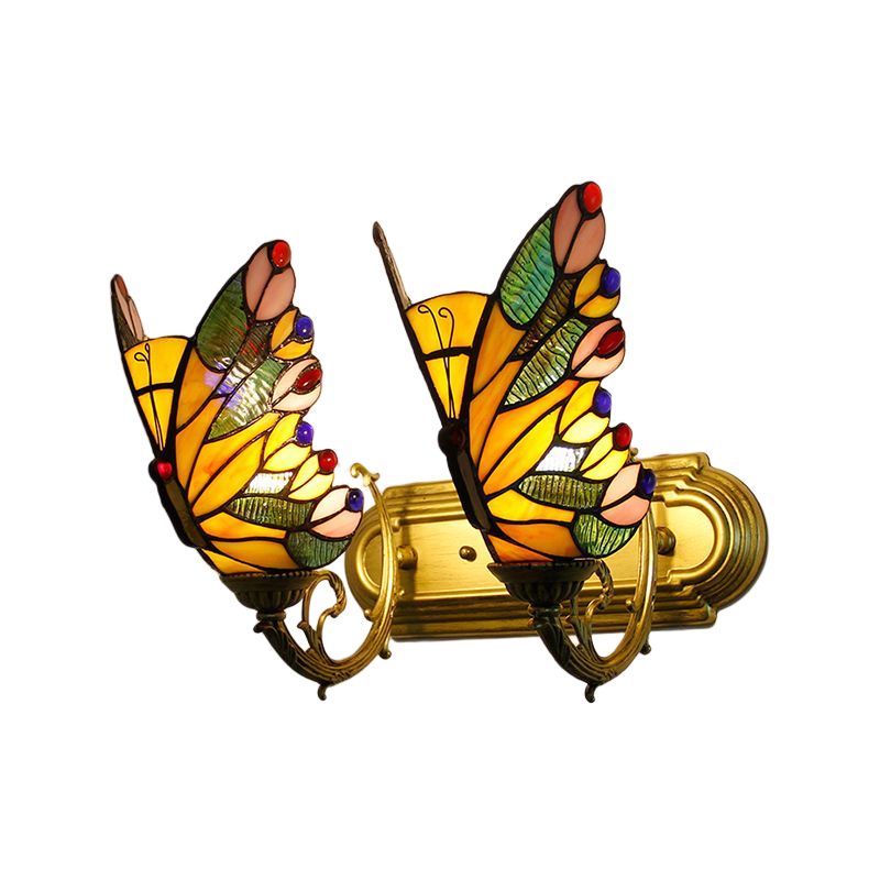 Josuket Artistic Butterfly Metal/Glass Lamps Wall, Red/Blue/Multi-Color/Light Blue