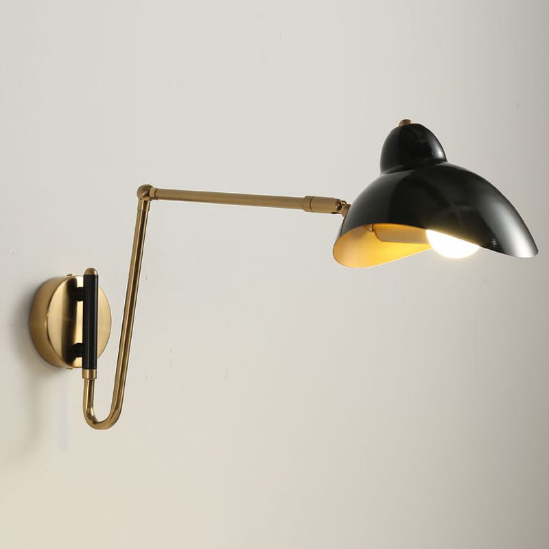 Faturor Industrial Swing Arm Vanity Wall Lamp, Black/Gold