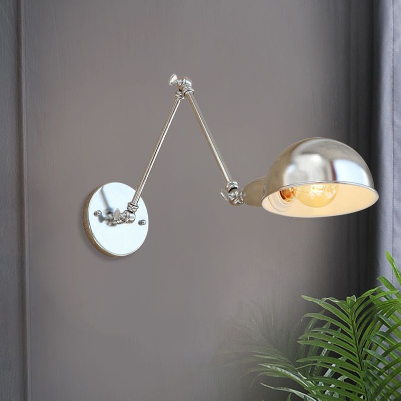 Ligales Wall Lamp Dome Minimalist, Adjustable Metal, Silver, Bedroom