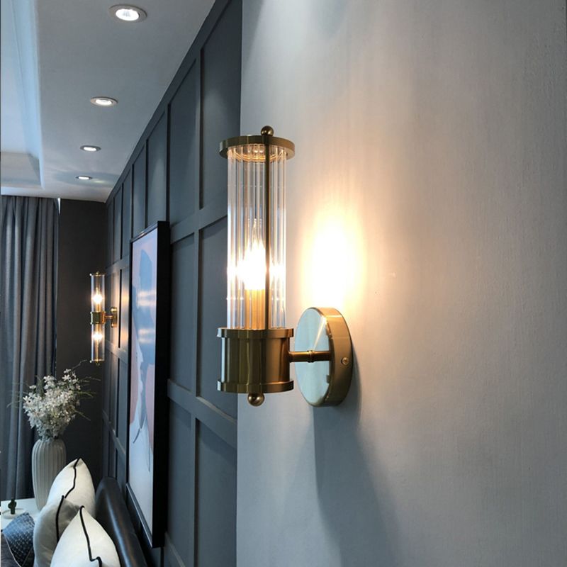 Vuvepon American Cylindrical Elegant Gold Glass/Metal Vanity Wall Lamp