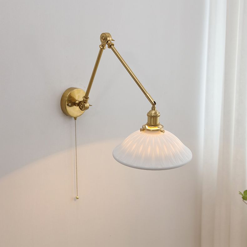 Legikel Wall Lamp Modern Drum Ceramics Metal Adjustable, White