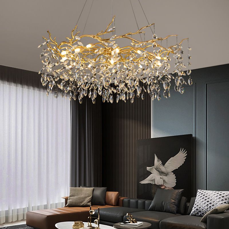 Wonatik Contemporary Gold Glass Crystal Chandelier