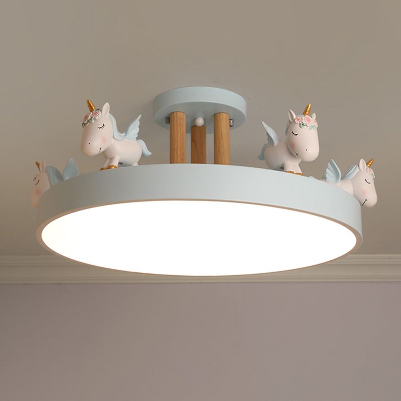Pakemude Modern Round Unicorn Semi-Flush Mount Ceiling Light