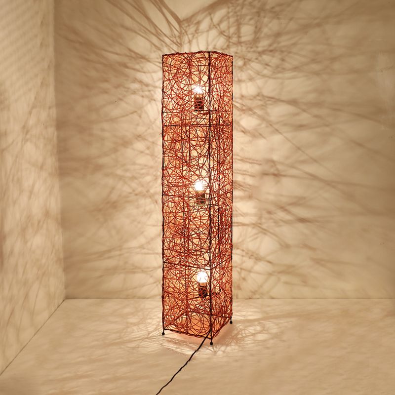 Hatenon Retro Vase Wood Rattan Floor Lamp, White/Brown