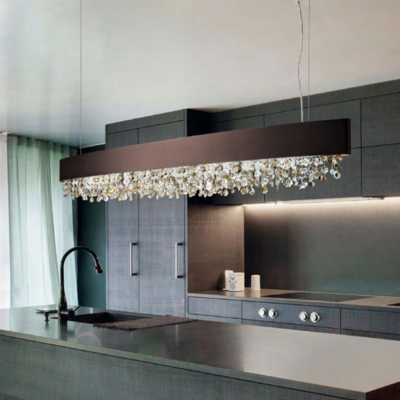 Vokevat Modern Crystal Pendant Light Black/White/Brown/Gold