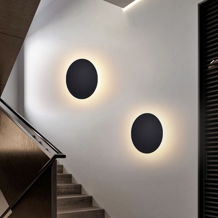 Wibupes Minimalist Round Wall Mounted Lamp, Metal, Bedside/Living Room
