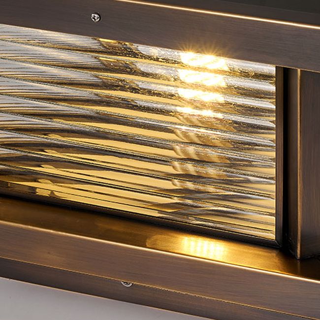 Loporum Modern Rectangular Metal Outdoor Solar Lamp, Black/ Brass/Bronze