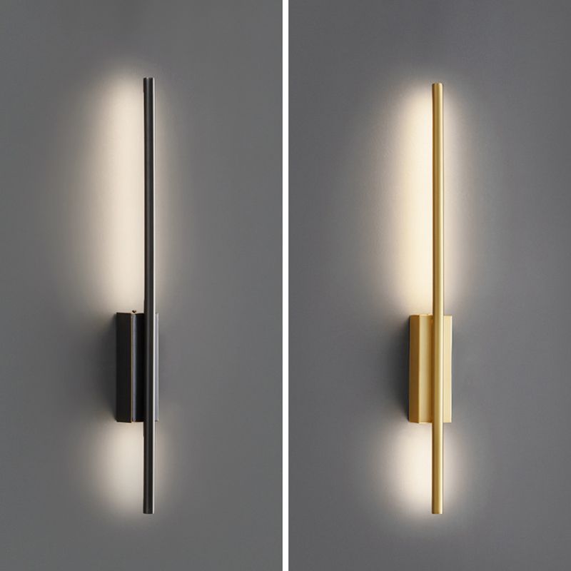 Wegader Modern Linear Metal& Bedroom Wall Lamp, Black/Brass